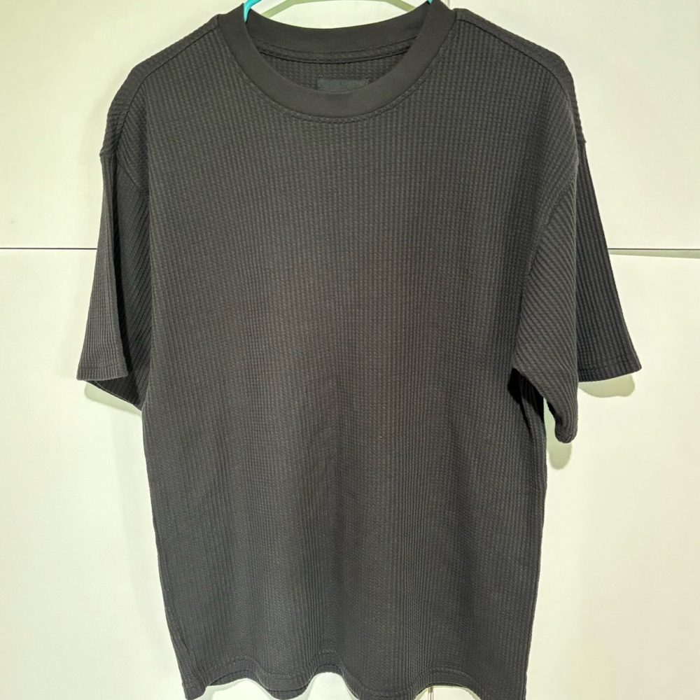 PacSun Mens T-Shirt Waffle Knit Small Short Sleeve Dark Gray Tee Shirt - Picture 2 of 8